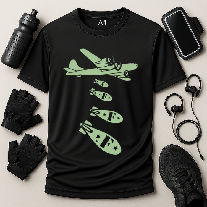 Bomber Dropping Bombs Cooling Performance Crew T-Shirt