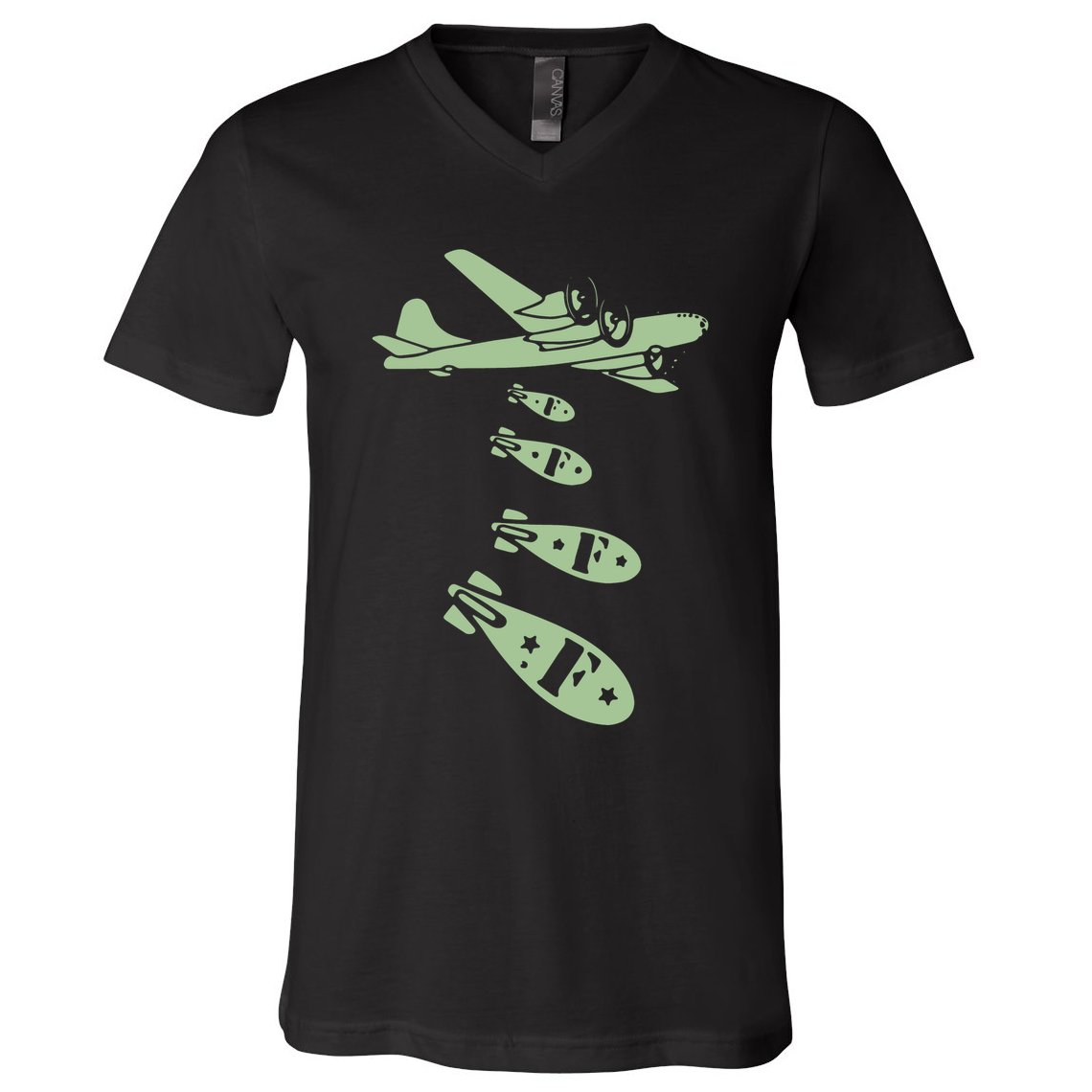 Bomber Dropping Bombs V-Neck T-Shirt