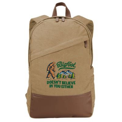 Bigfoot Doesn't Believe In You Either Funny Sasquatch Retro Cotton Canvas Backpack