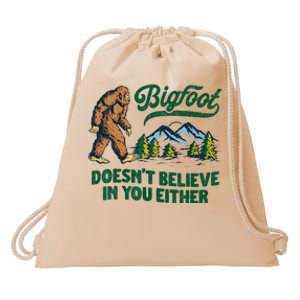 Bigfoot Doesn't Believe In You Either Funny Sasquatch Retro Drawstring Bag