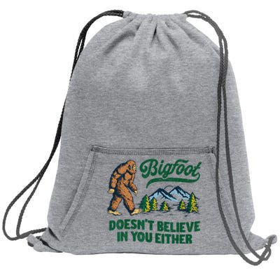 Bigfoot Doesn't Believe In You Either Funny Sasquatch Retro Sweatshirt Cinch Pack Bag