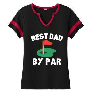 Best Dad By Par Golf Humor Father Ladies Halftime Notch Neck Tee