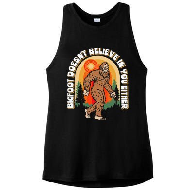 Bigfoot DoesnT Believe In You Either Ladies PosiCharge Tri-Blend Wicking Tank