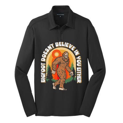 Bigfoot DoesnT Believe In You Either Silk Touch Performance Long Sleeve Polo