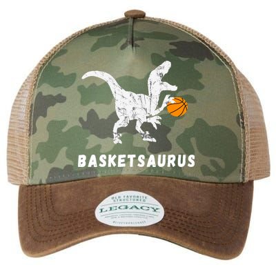 Basketball Dinosaur Baller T-rex Dino Playing Basketball Legacy Tie Dye Trucker Hat