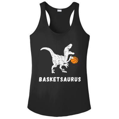 Basketball Dinosaur Baller T-rex Dino Playing Basketball Ladies PosiCharge Competitor Racerback Tank