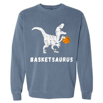 Basketball Dinosaur Baller T-rex Dino Playing Basketball Garment-Dyed Sweatshirt