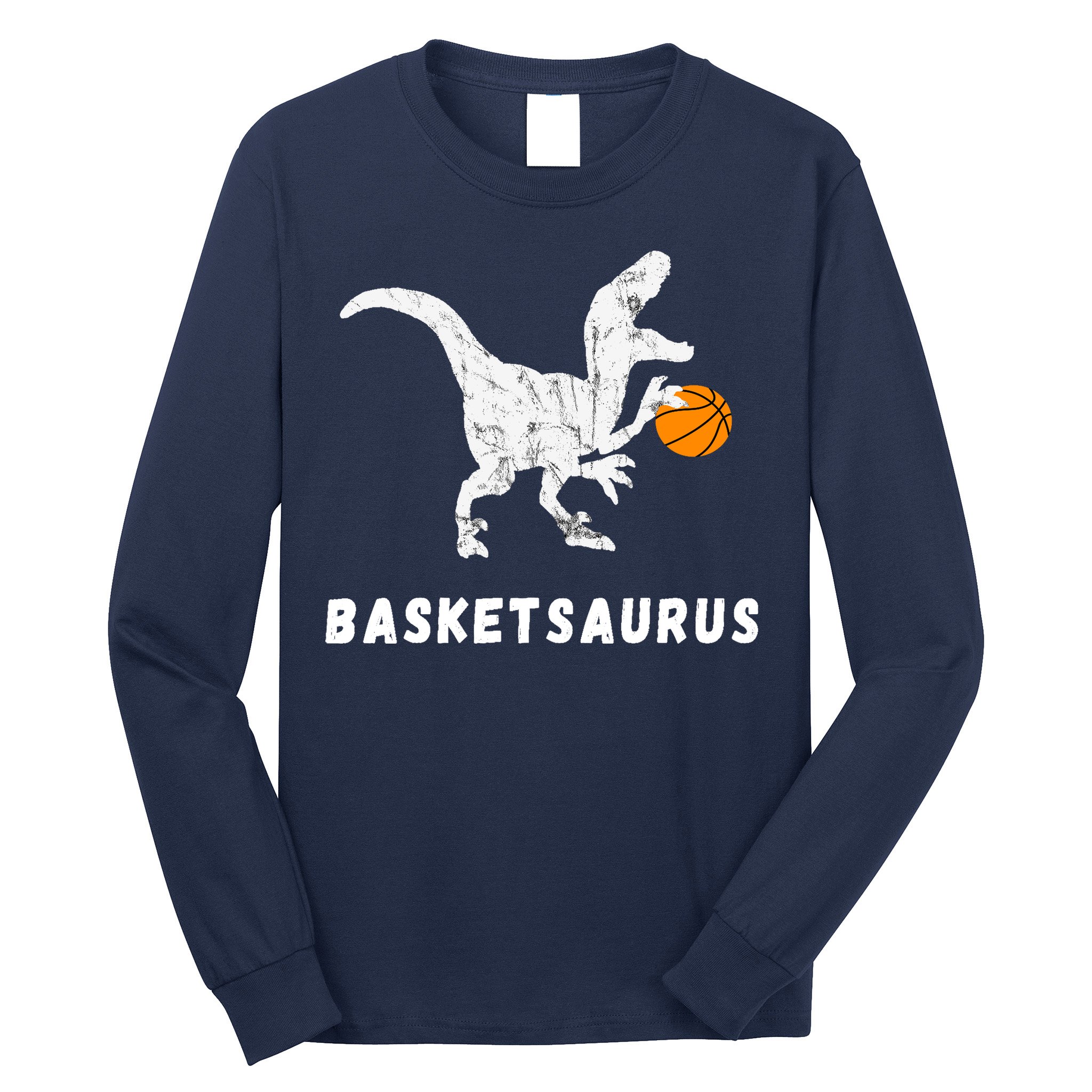 Basketball Dinosaur Baller T-rex Dino Playing Basketball Long Sleeve Shirt