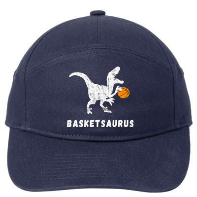 Basketball Dinosaur Baller T-rex Dino Playing Basketball 7-Panel Snapback Hat