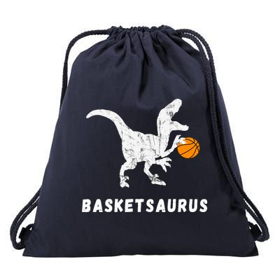 Basketball Dinosaur Baller T-rex Dino Playing Basketball Drawstring Bag