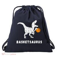 Basketball Dinosaur Baller T-rex Dino Playing Basketball Drawstring Bag