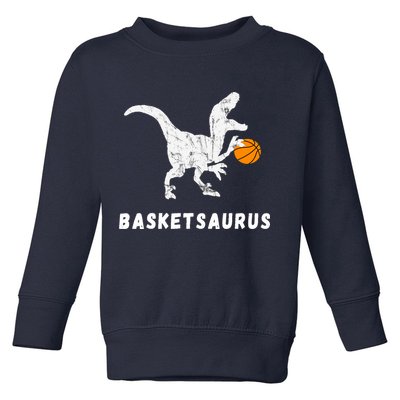 Basketball Dinosaur Baller T-rex Dino Playing Basketball Toddler Sweatshirt