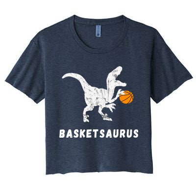 Basketball Dinosaur Baller T-rex Dino Playing Basketball Crop Top
