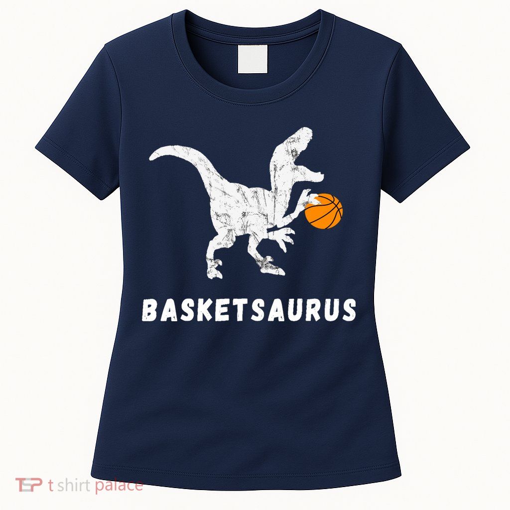 Basketball Dinosaur Baller T-rex Dino Playing Basketball Womens T-Shirt