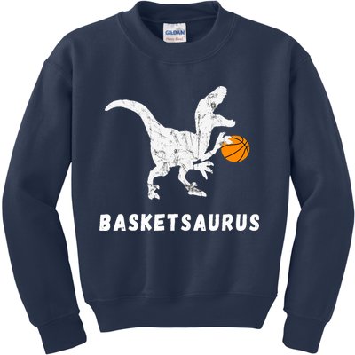 Basketball Dinosaur Baller T-rex Dino Playing Basketball Kids Sweatshirt