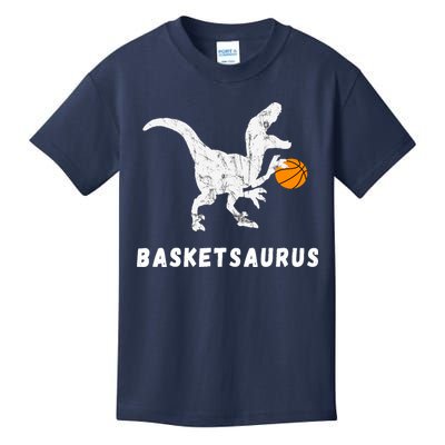 Basketball Dinosaur Baller T-rex Dino Playing Basketball Kids T-Shirt