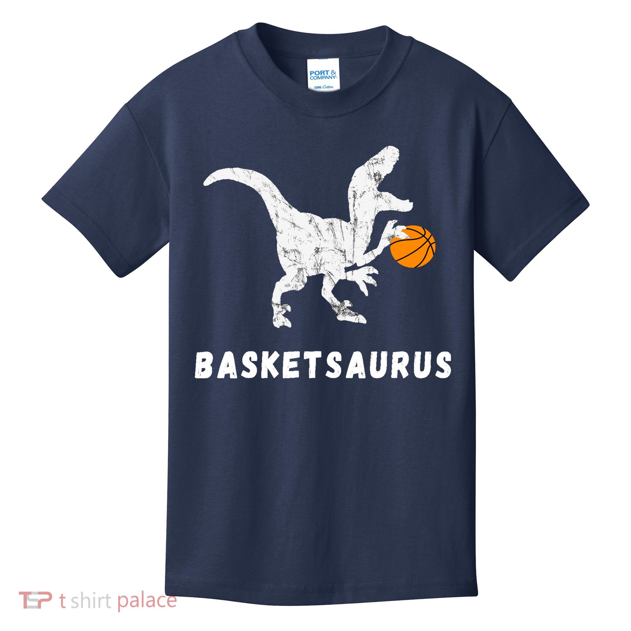 Basketball Dinosaur Baller T-rex Dino Playing Basketball Kids T-Shirt