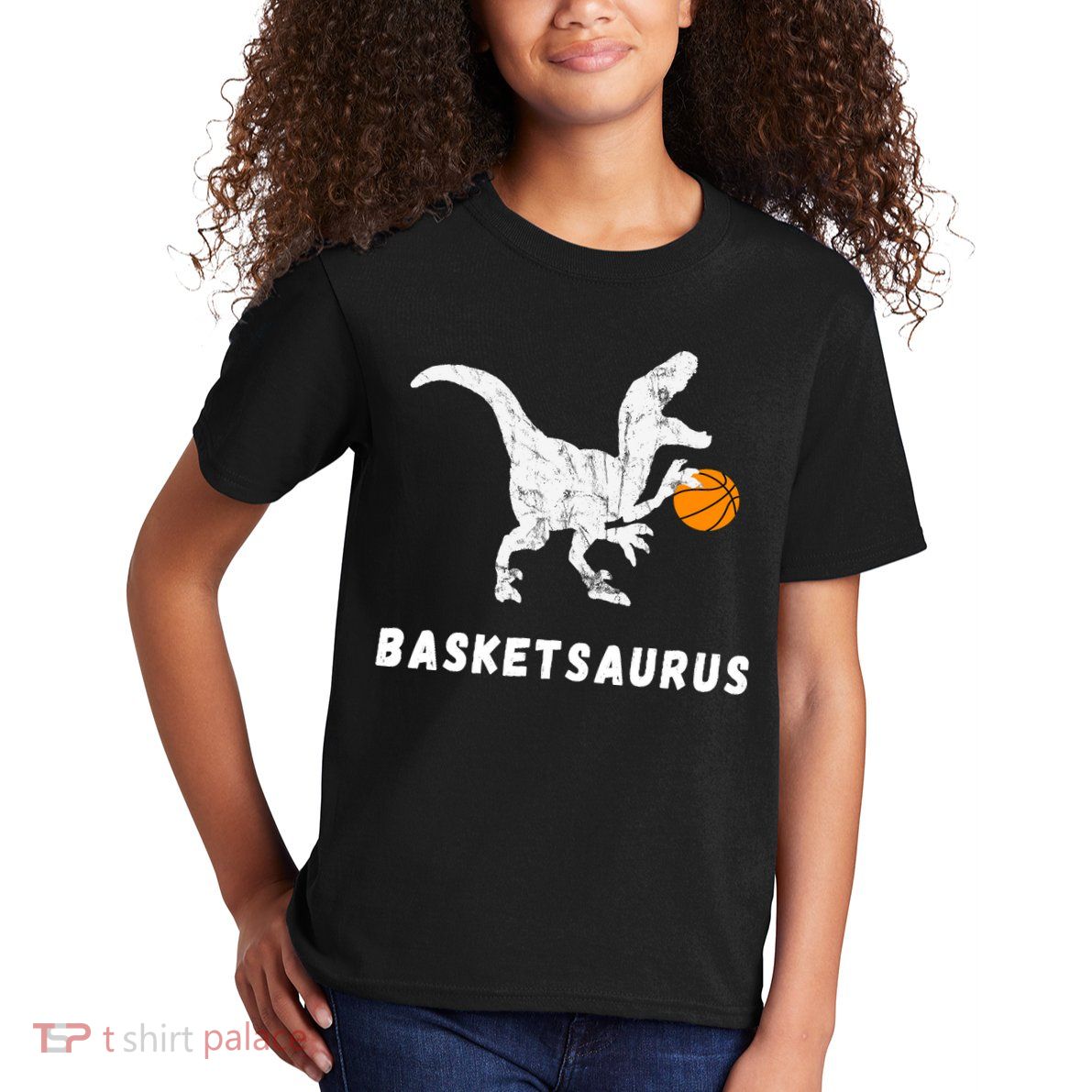 Basketball Dinosaur Baller T-rex Dino Playing Basketball Kids T-Shirt