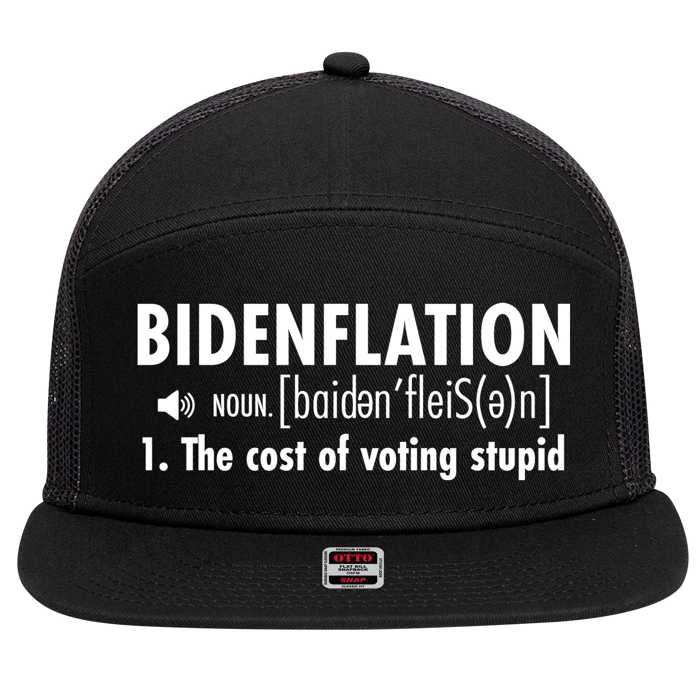 Bidenflation Definition 7 Panel Mesh Trucker Snapback Hat