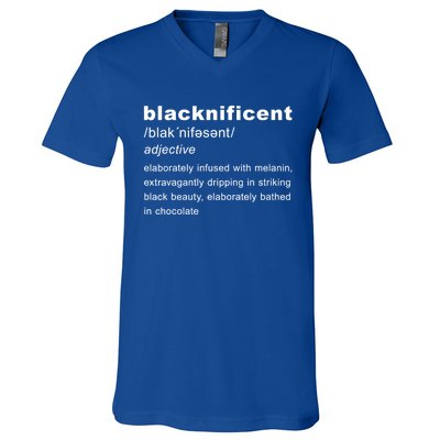 Blacknificent Definition Black History Month Gift V-Neck T-Shirt