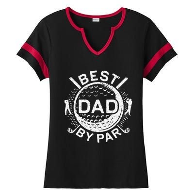 Best Dad By Par Golf Lover Fathers Day Ladies Halftime Notch Neck Tee