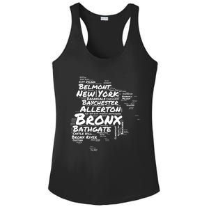 Boogie Down Bronx Neighborhoods Word Cloud Bronx New York Gift Ladies PosiCharge Competitor Racerback Tank