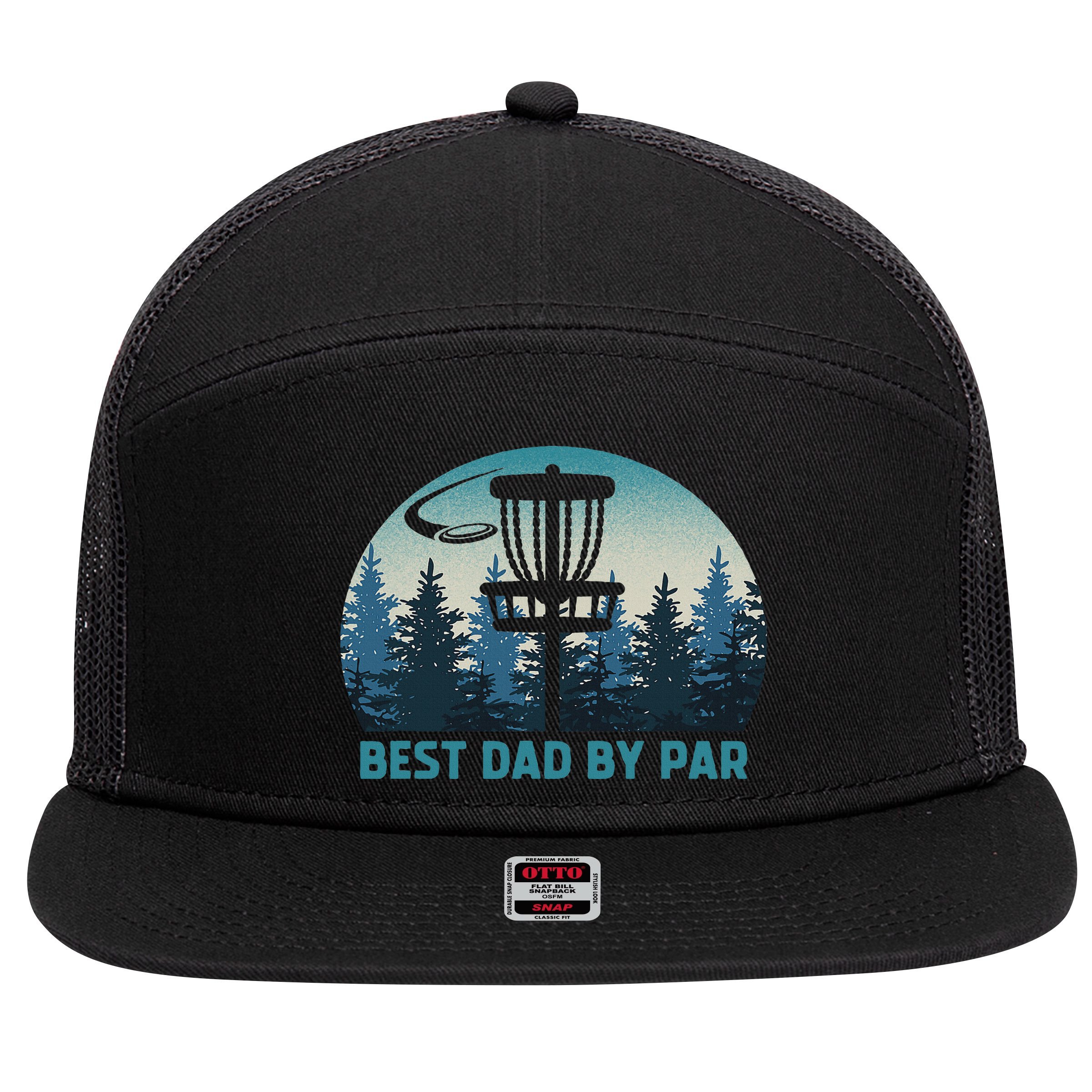 Best Dad By Par Funny Disc Golf Frisbee Golfer Father's Day 7 Panel Mesh Trucker Snapback Hat