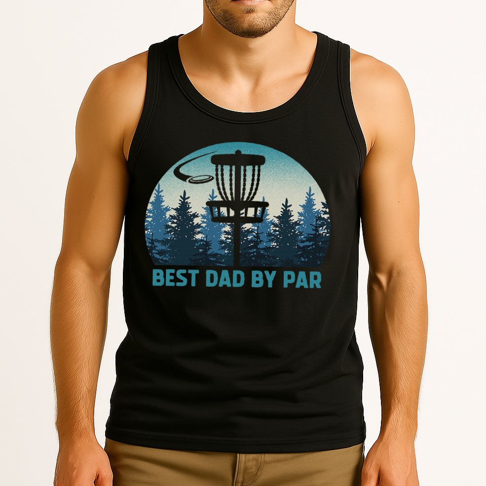 Best Dad By Par Funny Disc Golf Frisbee Golfer Father's Day Tank Top