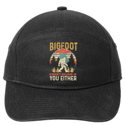 Bigfoot Doesnt Believe In You Either Funny Sasquatch Vintage 7-Panel Snapback Hat