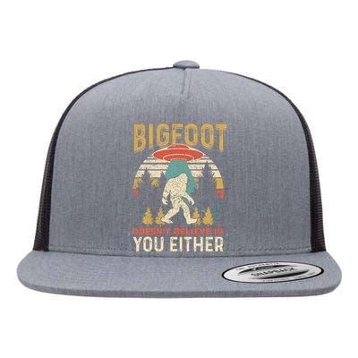 Bigfoot Doesnt Believe In You Either Funny Sasquatch Vintage Flat Bill Trucker Hat