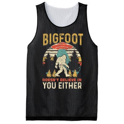 Bigfoot Doesnt Believe In You Either Funny Sasquatch Vintage Mesh Reversible Basketball Jersey Tank