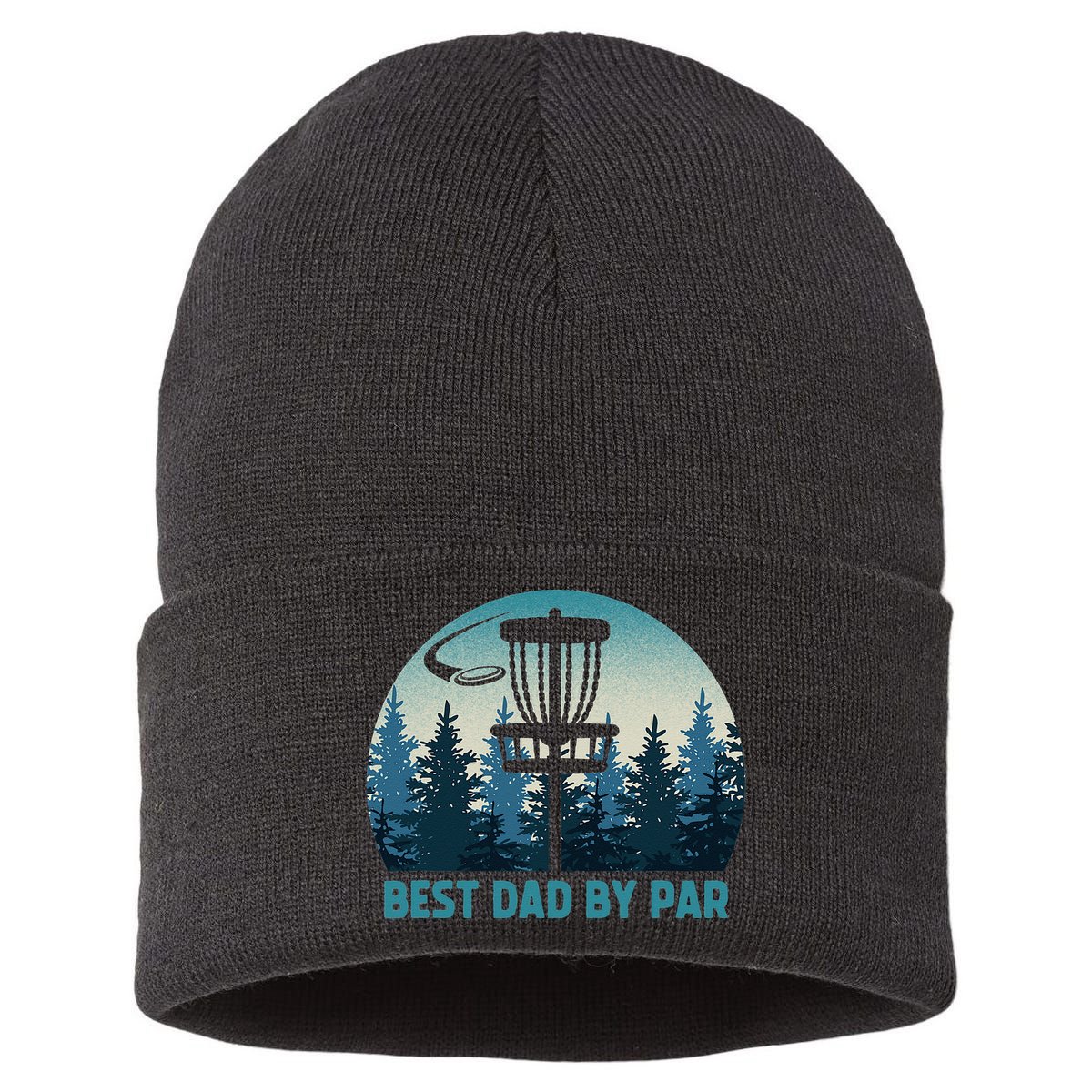 Best Dad By Par Funny Disc Golf Frisbee Golfer Fathers Day Sustainable Knit Beanie