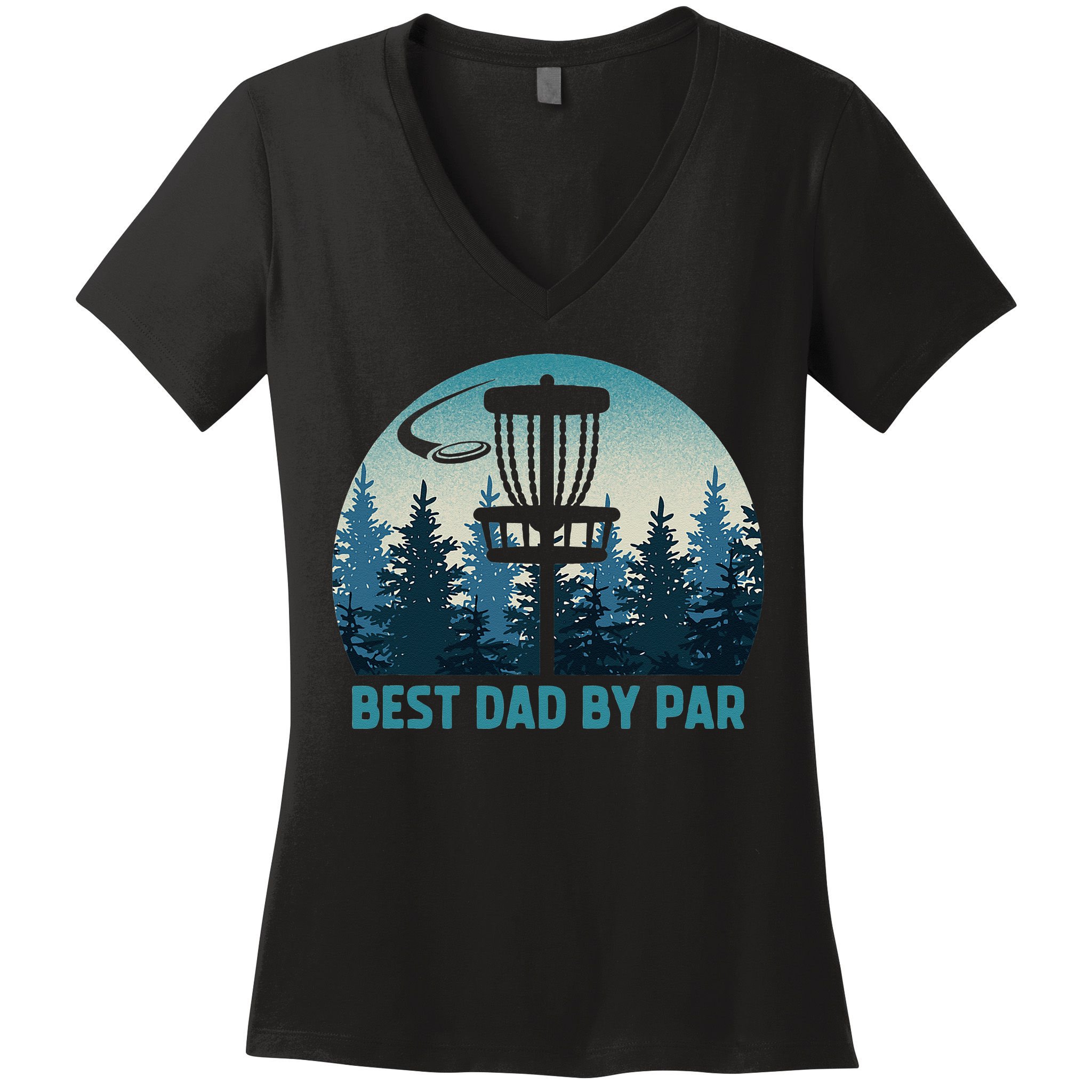 Best Dad By Par Funny Disc Golf Frisbee Golfer Fathers Day Women's V-Neck T-Shirt