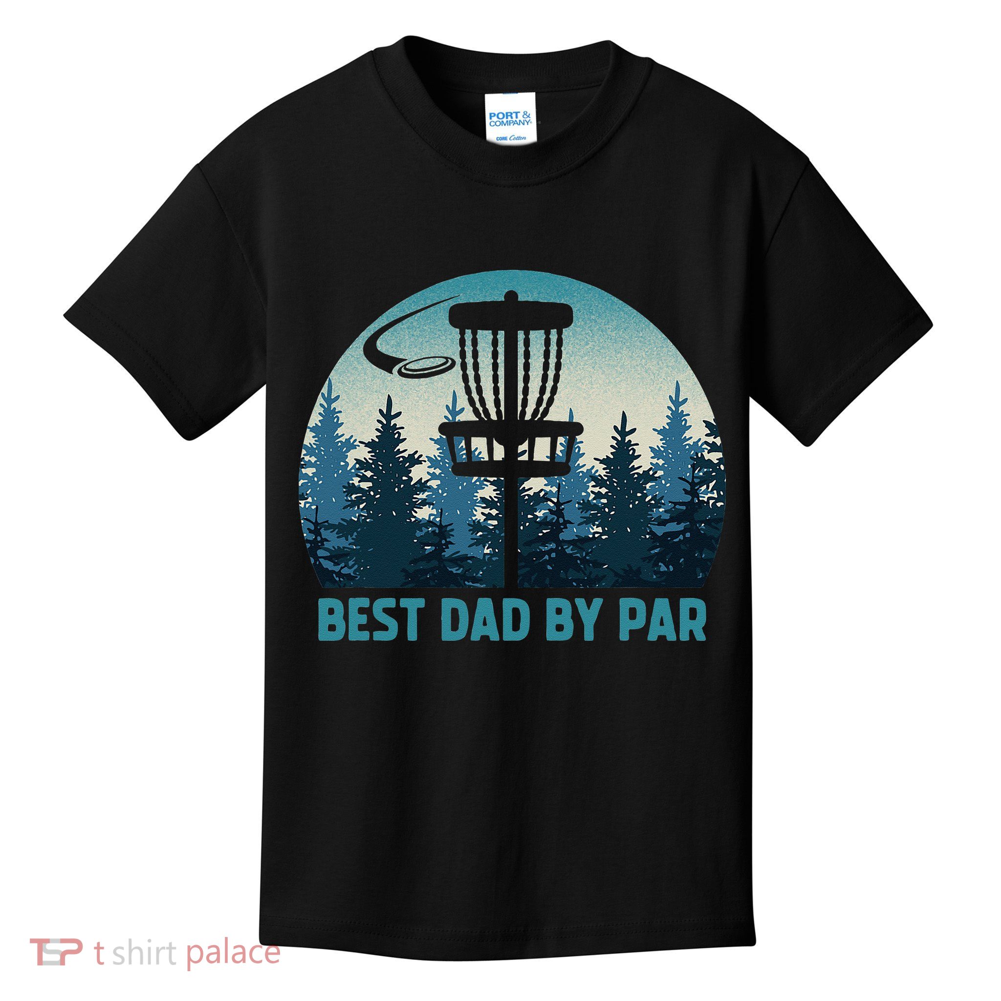 Best Dad By Par Funny Disc Golf Frisbee Golfer Fathers Day Kids T-Shirt