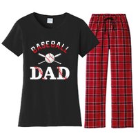 Baseball Dad Best Gift Idea For Fathers Tee Fathers Day Women's Flannel Pajama Set