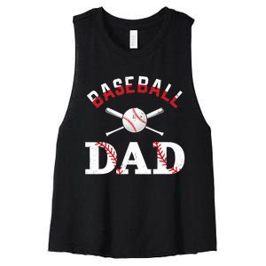 Baseball Dad Best Gift Idea For Fathers Tee Fathers Day Women's Racerback Cropped Tank