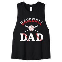 Baseball Dad Best Gift Idea For Fathers Tee Fathers Day Women's Racerback Cropped Tank