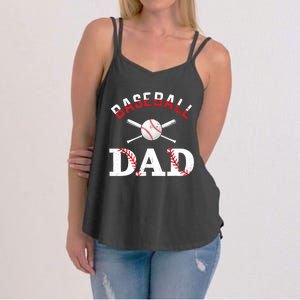 Baseball Dad Best Gift Idea For Fathers Tee Fathers Day Women's Strappy Tank