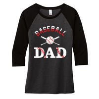 Baseball Dad Best Gift Idea For Fathers Tee Fathers Day Women's Tri-Blend 3/4-Sleeve Raglan Shirt