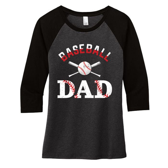 Baseball Dad Best Gift Idea For Fathers Tee Fathers Day Women's Tri-Blend 3/4-Sleeve Raglan Shirt