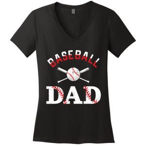 Baseball Dad Best Gift Idea For Fathers Tee Fathers Day Women's V-Neck T-Shirt