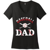 Baseball Dad Best Gift Idea For Fathers Tee Fathers Day Women's V-Neck T-Shirt