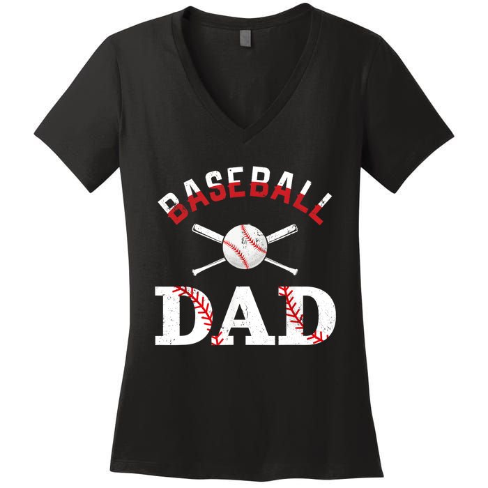 Baseball Dad Best Gift Idea For Fathers Tee Fathers Day Women's V-Neck T-Shirt