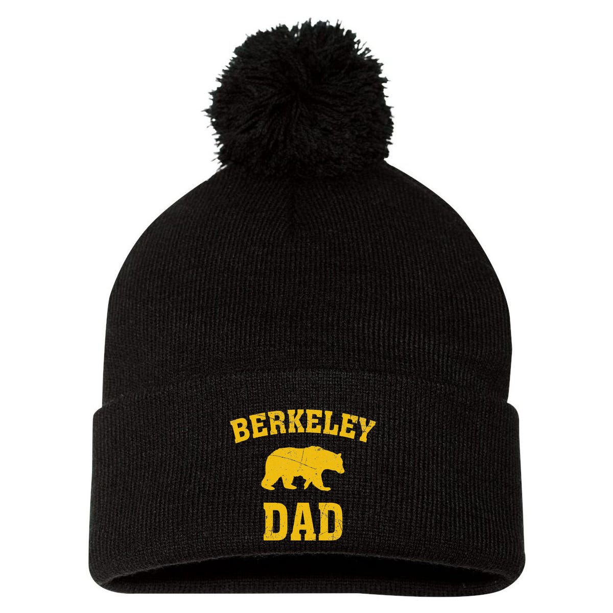 Berkeley Dad Bear Graphic FatherS Day Pom Pom 12in Knit Beanie