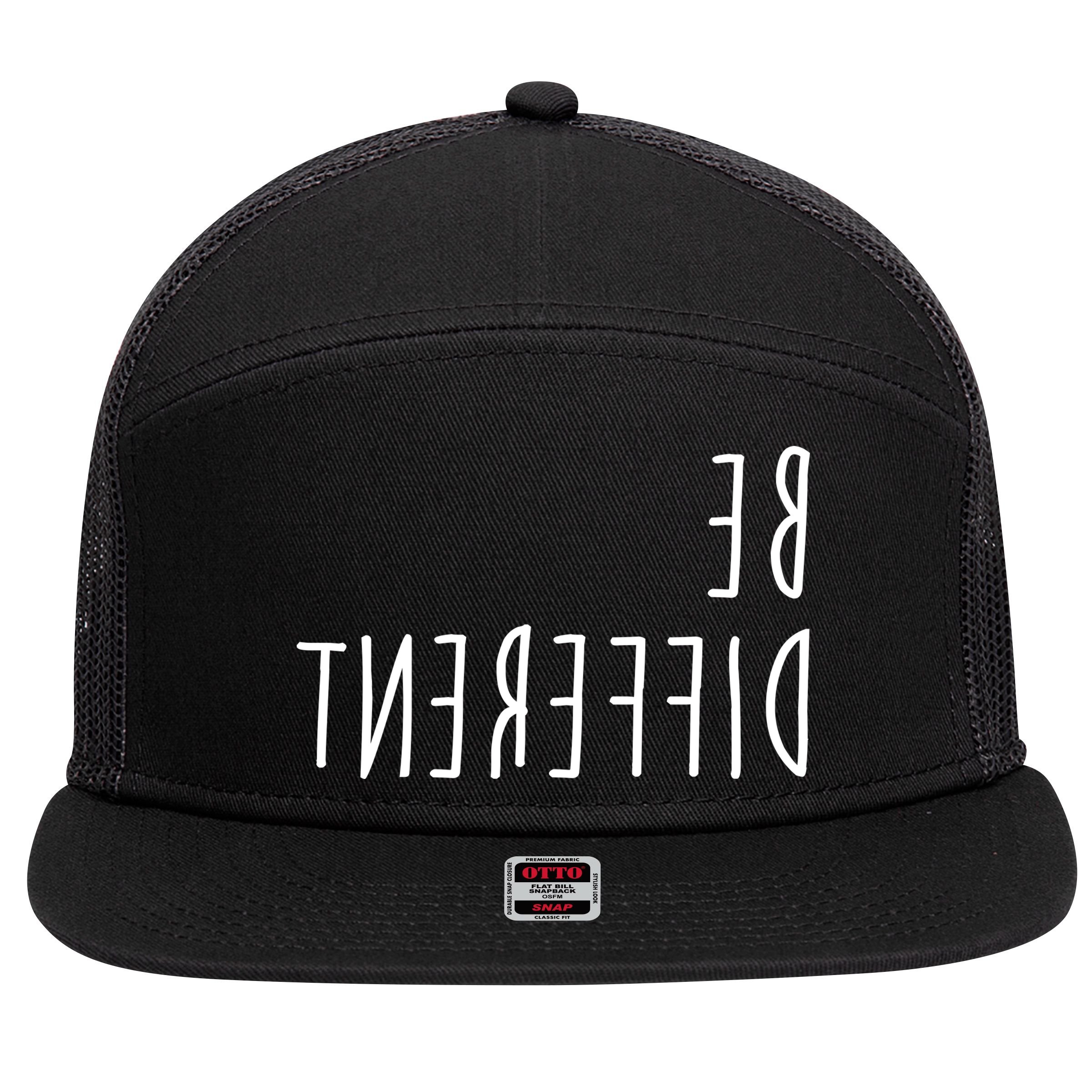 Be Different 7 Panel Mesh Trucker Snapback Hat
