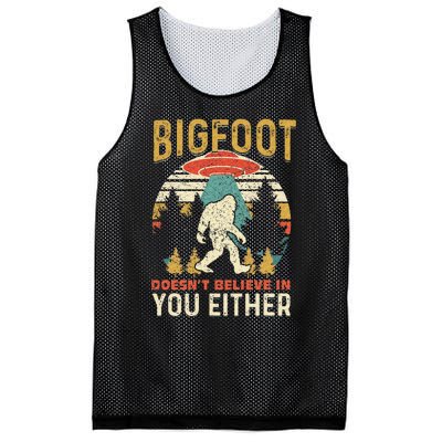 Bigfoot Doesnt Believe In You Either Funny Sasquatch Vintage Mesh Reversible Basketball Jersey Tank