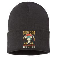 Bigfoot Doesnt Believe In You Either Funny Sasquatch Vintage Sustainable Knit Beanie