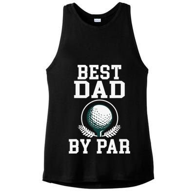 Best Dad by Par Golf Daddy Golfing Father Ladies PosiCharge Tri-Blend Wicking Tank