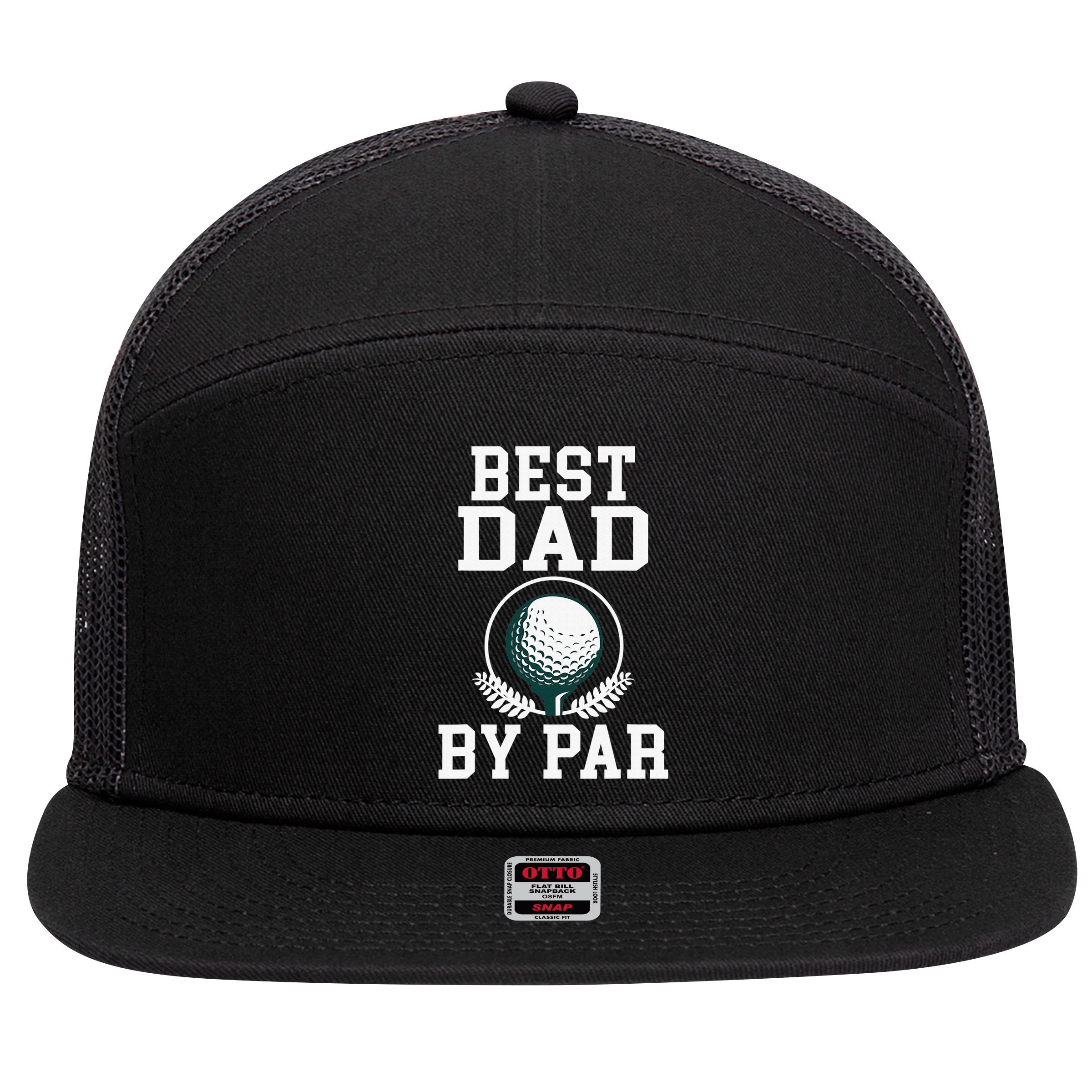 Best Dad by Par Golf Daddy Golfing Father 7 Panel Mesh Trucker Snapback Hat