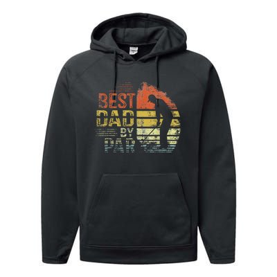 Best Dad By Par Retro Father's Day Golf Lover Performance Fleece Hoodie